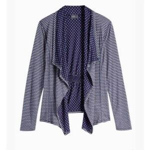 MARKET & SPRUCE Margerie Draped Striped Polka Dot Cardigan S